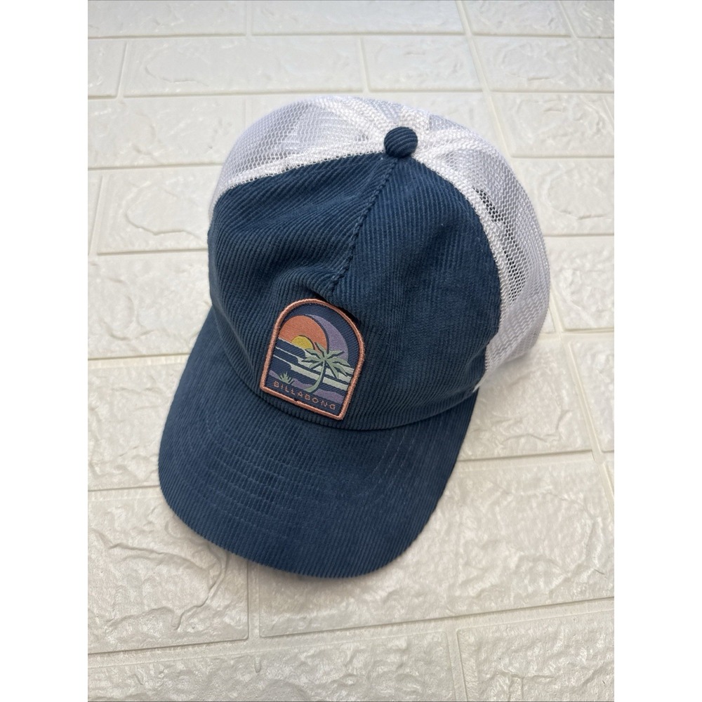 Billabong Blue Corduroy Trucker Snapback Patch Hat Cap 24AS51501